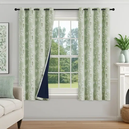 Vista 20 de FMFUNCTEX Grey Blackout Floral Curtains, Bedroom, 100X84 Inches, 1 Panel Gris Floral