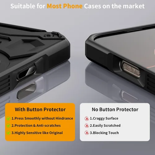 Vista 4 de AMANECER Paquete de 2 protectores de botón de control de cámara para iPhone 16/16 Plus, funda protectora capacitiva de alineación automática