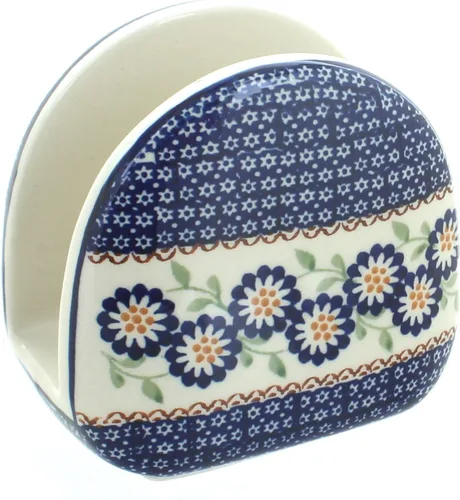 Vista 33 de Blue Rose Polish Pottery - Servilletero de Puntos Pequeños Azules - 5" x 5" - Servilleteros de Cerámica, Accesorios Decorativos para Mesa de Comedor