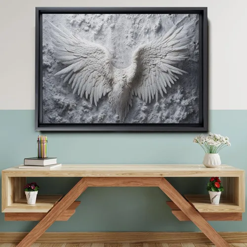 Vista 6 de White Angel Wing Painting on Canvas, Abstract Modern Minimalist 3D Texture Acrylic Artwork for Tranquil Bedroom Wall Art Decor