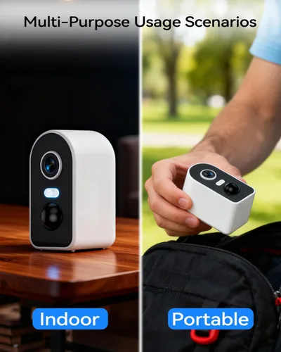 Vista 7 de KKB Cámara de seguridad celular 4G LTE magnética, cámaras de seguridad sin WiFi para interiores con SIM incorporada, cámara 2K inalámbrica