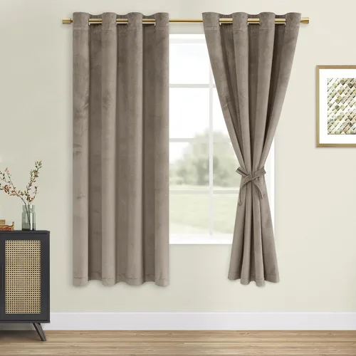 Vista 88 de DWCN - Juego de 2 paneles de cortina de terciopelo con ojales negros, tratamiento de ventanas con aislamiento térmico, apilables, decoración moderna
