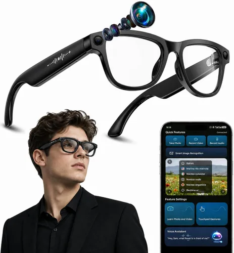 Vista 12 de Nuevas gafas inteligentes AI con cámara, gafas de grabación de video 8MP 4K