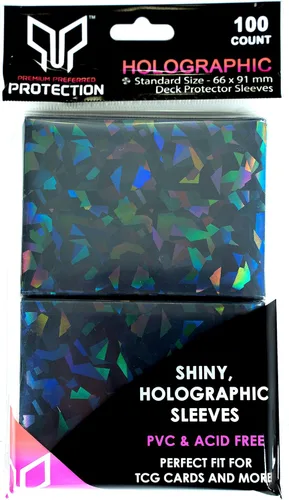 Vista 5 de 100 fundas holográficas negras para tarjetas, ajuste perfecto, fundas brillantes para tarjetas coleccionables, tamaño estándar, compatibles