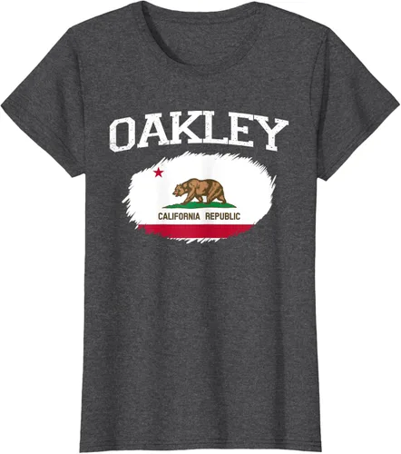Vista 4 de OAKLEY CA CALIFORNIA Flag Vintage USA Sports Hombre Mujer Camiseta, Negro