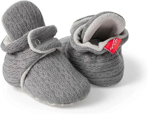 Vista 89 de Botines de forro polar para bebés, niños y niñas, pantuflas antideslizantes con agarre suave, zapatos de calcetín para recién nacidos, cuna