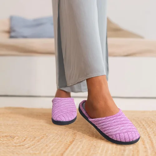Vista 5 de Pantuflas de casa para mujer, cálidas, de espuma viscoelástica, con espalda abierta, para dormitorio, interiores, exteriores, otoño e invierno