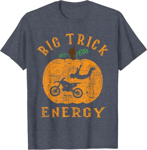 Vista 3 de Dirt Bike Motocross Halloween - Pumpkin Jack O Lantern T-Shirt Asphalt Grey