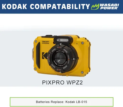 Vista 2 de Wasabi Power Batería (paquete de 2) y cargador dual para Kodak LB-015 y Kodak WPZ2