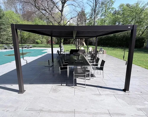 Vista 12 de PURPLE LEAF - Pérgola con listones de 10 x 12 pies para exterior, toldo ajustable moderno de aluminio para patio con techo retráctil para terraza