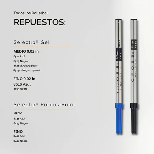Vista 9 de A.T. Cross-Recambios para bolígrafo de gel Selectip de tinta mediana, Negro