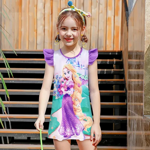 Vista 3 de Vestido de princesa para niñas pequeñas vestido casual con estampado de dibujos animados