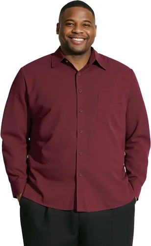 Vista 8 de Camisas grandes y altas para hombres, camisas de vestir casuales de manga larga con botones y bolsillo para negocios, viajes, uso diario