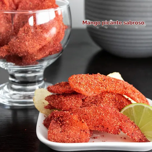 Vista 3 de Balmoro Mango deshidratado picante (8.8 onzas), rodajas de fruta de mango deshidratado picante, fruta seca de chile y mango, mango seco con chile