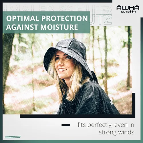 Vista 2 de AWHA Souwester, Sombrero de lluvia - Gorro impermeable con ala ancha y orejeras Negro