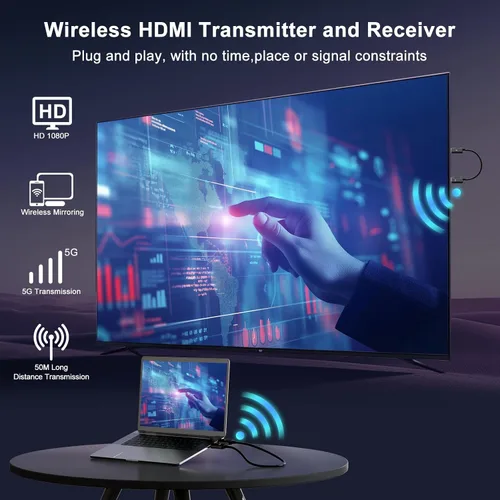 Vista 2 de Transmisor y receptor HDMI inalámbricos, decodificación 4K, salida 1080P, extensor inalámbrico HDMI, Plug & Play, soporte de 2.4/5GHz
