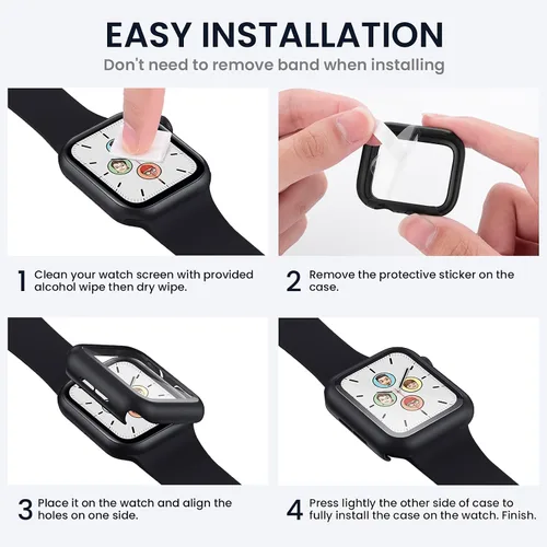 Vista 7 de Tensea - Funda protectora de pantalla para Apple Watch de 1.732 in SE 3/2nd/SE/Series 6/5/4 Waterproof iWatch Protective Face Cover -Tempered