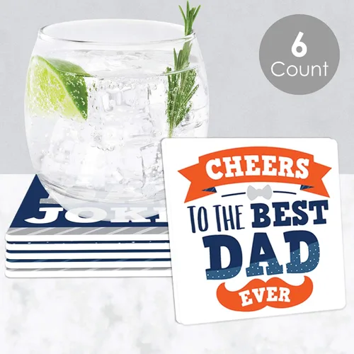 Vista 2 de Big Dot of Happiness Feliz Día del Padre – Divertidas decoraciones de fiesta «We Love Dad» – Posavasos para bebidas – Juego de 6