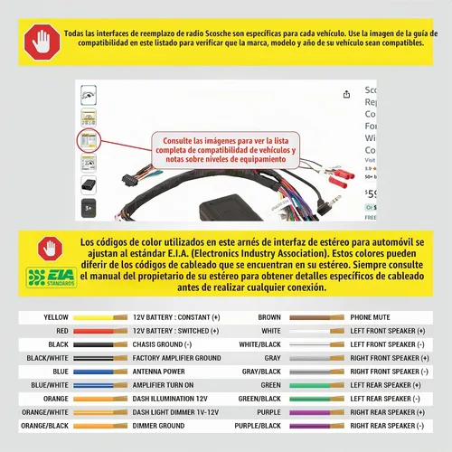 Vista 2 de Kit de adaptador de interfaz de reemplazo de estéreo de fábrica Scosche FD5K-WP, compatible con selectos Ford, Lincoln y Mercury de 2005-2016, arnés