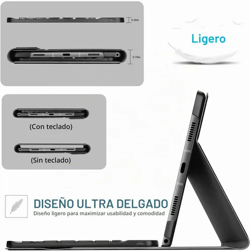 Vista 5 de ProCase Funda con teclado para Galaxy Tab A8 de 10.5" (versión 2022), color negro Protective Cover Features a Detachable Wireless Keyboard for