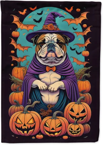Vista 24 de Caroline's Treasures DAC1466GF - Bandera decorativa para jardín de Halloween de Affenpinscher Witchy para jardín, decoración para patio exterior