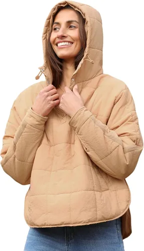 Vista 8 de QIBABU Chaqueta acolchada con capucha de gran tamaño para mujer, ligera, acolchada, manga larga, abrigo de invierno cálido