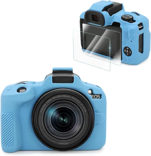 Vista 18 de VOVMOEYA Compatible con Canon EOS R50 - Kit de accesorios para funda de cámara [con 2 películas LCD templadas], funda protectora de cámara