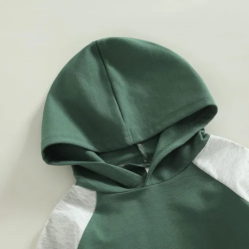 Vista 3 de Endorothii Conjunto de sudadera con capucha y pantalones de manga larga para bebé niño y niño, 2 piezas, ropa de otoño