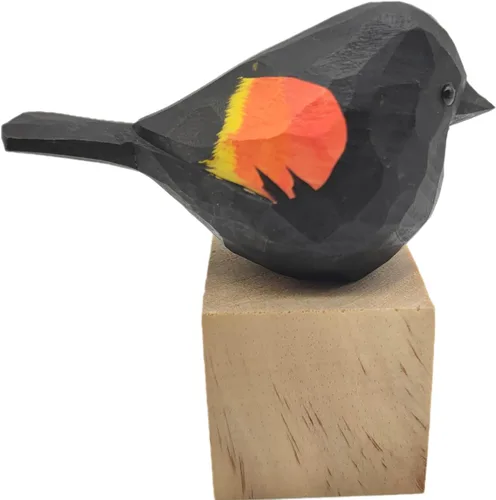 Vista 12 de Figura de pájaro de madera Azure Tit, tilo tallado a mano, marrón claro, decoración moderna para el hogar, regalo de pájaro