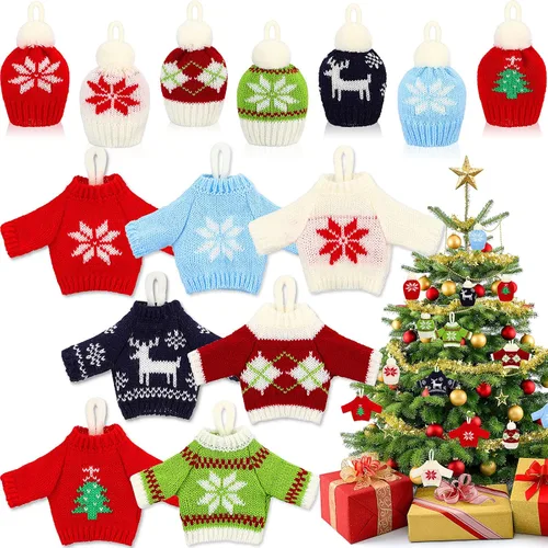 Vista 8 de 14 adornos de suéter feo para decoración de árbol de Navidad
