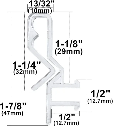 Vista 2 de 12 clips para persianas de 1-7/8 pulgadas, clips de cenefa de canal oculto, color transparente para persianas de madera sintética y real, soporte