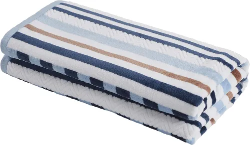 Vista 10 de Superior Toalla de playa de gran tamaño con textura de rayas, 100% algodón, suave, afelpada y altamente absorbente (juego de 2)