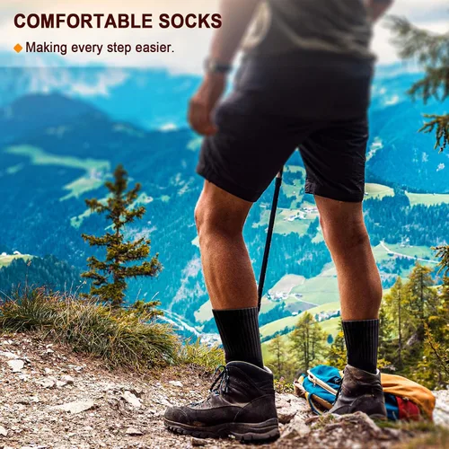 Vista 7 de BULLIANT Calcetines deportivos para hombre, calcetines deportivos de compresión acolchados para hombres, para correr al aire libre, senderismo, arco