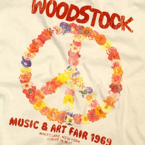 Vista 5 de Popfunk Camisetas y calcomanías clásicas Woodstock Peace Symbol Crema