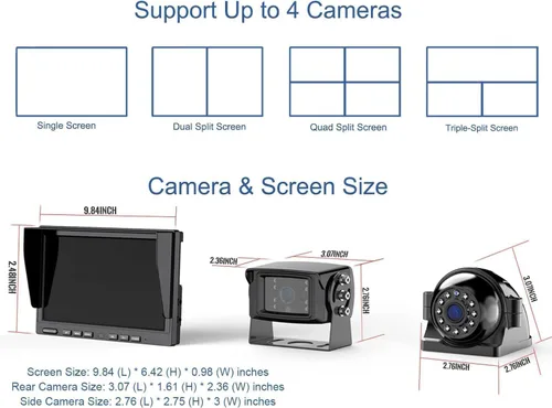 Vista 7 de ZEROXCLUB Sistema de cámara de respaldo inalámbrico de 10 pulgadas 1080P, 10 pulgadas DVR dual/Quad Monitor inalámbrico 2 cámaras de visión trasera