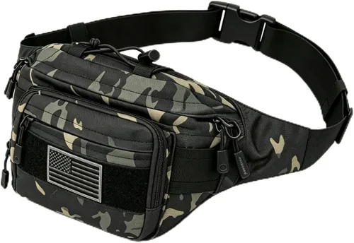 Vista 6 de SOWHUP Riñonera Táctica, Bolsa de Cintura Militar con Parche de EE.UU., Bolsa de Cinturón de Utilidad para Cadera para Pesca al Aire Libre