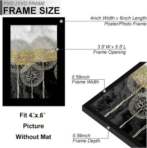 Vista 3 de Fxojyvo Marco de Fotos de 4x6, Muestra Foto de 3.5x5 con Paspartú o 4 x 6 Sin Paspartú, Liviano y de Alta Transparencia Marco de 4 por 6 para Pared