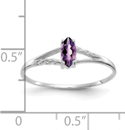 Vista 3 de Anillo con piedra natal de febrero de amatista en oro blanco de 14 k