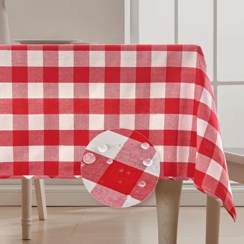 Vista 11 de BALCONY & FALCON Mantel Rectangular de Lino Sintético Impermeable Lavable Limpiable Cubierta de Mesa para Decoración de Mesa de Cocina Comedor