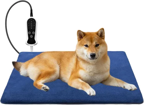 Vista 21 de Almohadilla térmica para mascotas para perro, 9 ajustes de tiempo y tubo protector de metal, añade calentamiento de cuerda de alambre, viene
