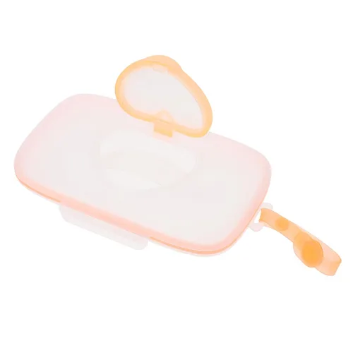 Vista 2 de Soporte para toallitas húmedas, estuche de viaje para toallitas para bebés, estuche dispensador de toallitas recargable portátil, soporte de Naranja