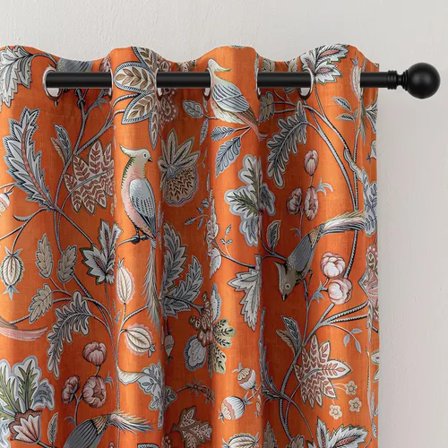 Vista 10 de MYSKY HOME Cortinas florales para puerta francesa de 40 pulgadas de largo, juego de 2 cortinas opacas de privacidad con bolsillo para barra A-verde