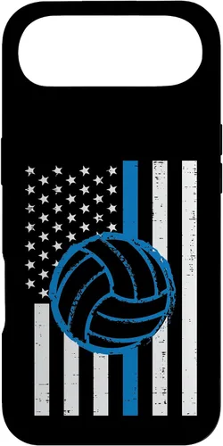 Vista 27 de US Flag Blue Line Volleyball Vintage Patriotic Police Cop Case for iPhone 17