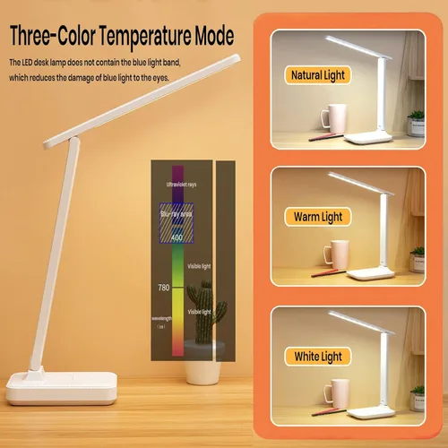 Vista 7 de Lámpara de escritorio LED recargable inalámbrica con batería de 4000 mAh, diseño ligero ultraportátil para oficina en casa, estudiantes y estudio