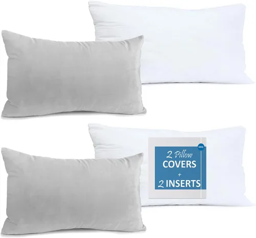Vista 35 de Nestl Juego de 2 rellenos de almohada con terciopelo suave y sólido, juego de fundas de almohada cuadradas decorativas para sofá, automóvil Azul