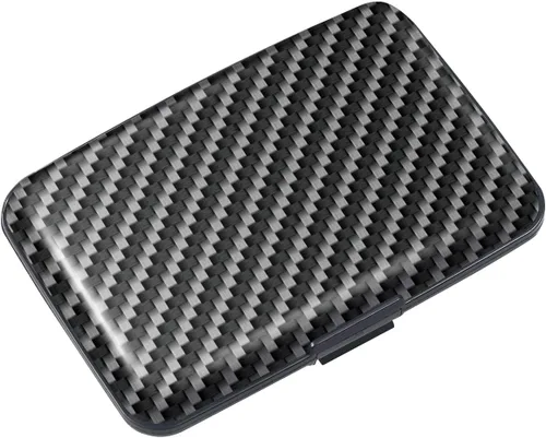 Vista 4 de Mini tarjetero para mujeres u hombres, bloqueo RFID, funda rígida para tarjetas de identificación, cartera de viaje