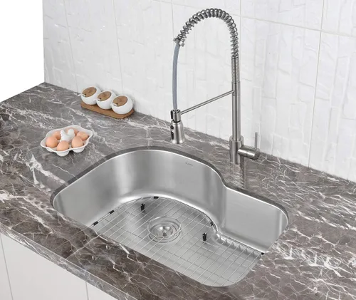 Vista 6 de Ruvati RVM4700 Fregadero de Cocina Bajo Encimera de 31.5 Pulgadas - Fregadero de Cocina de Acero Inoxidable Calibre 16 de Un Solo Seno con Acabado