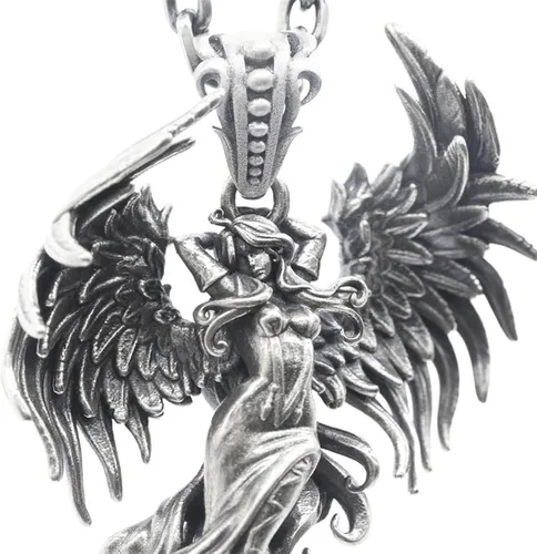 Vista 2 de Amposei Collar con colgante de ángel de la guarda, collares con colgante para mujeres y hombres, collar de ángel guardián, regalos con colgante