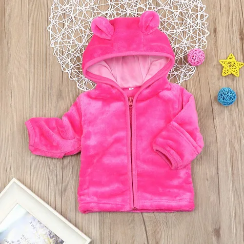 Vista 3 de Noubeau Gorro de forro polar con capucha y cremallera para bebés, niños y niñas, abrigo cálido para otoño e invierno