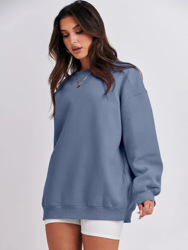 Vista 3 de ANRABESS Sudaderas de gran tamaño con capucha para mujer, cuello redondo, sin botones, ropa casual de otoño, ropa de preparación, adolescentes